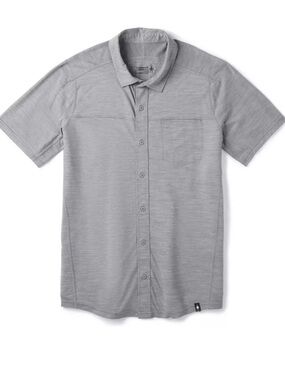 Smartwool Merino Sport 150 Men’s Button Down Grey Short Sleeve Shirt Size L